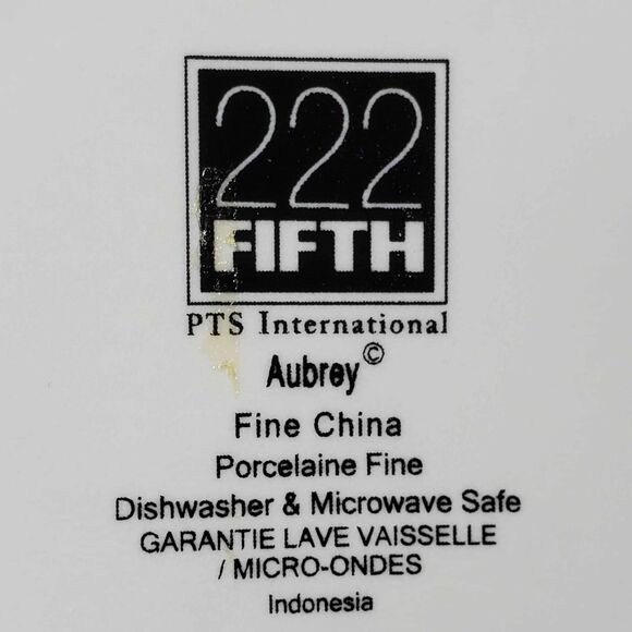 222 Fifth Teacup and Saucer Orange and Blue Flowers - Picture 6 of 7